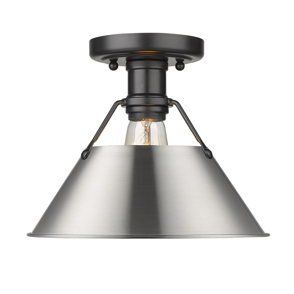 Yep by Golden Lighting Orwell 1-light Flush Mount in Matte Black and Pewter shade